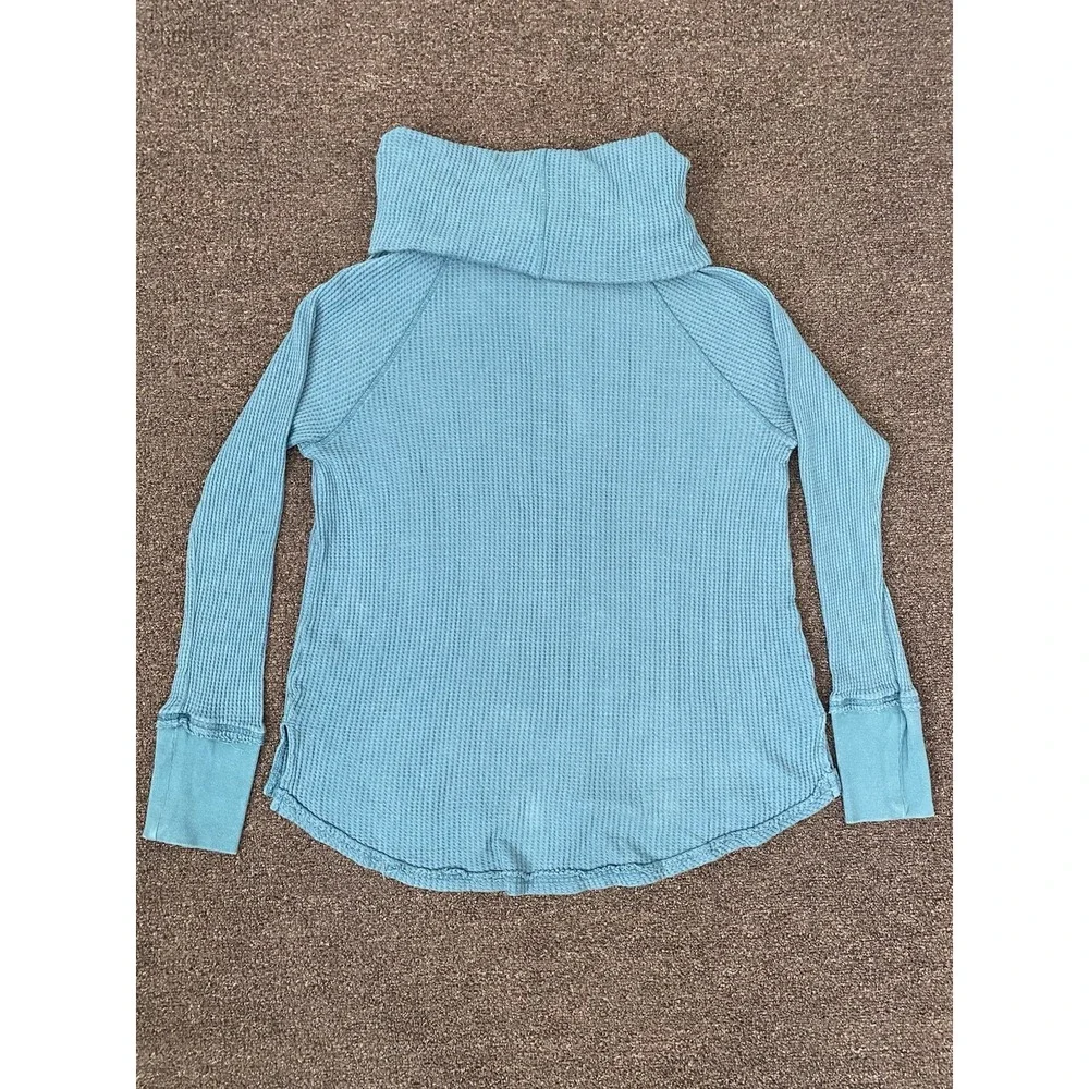 Sundance Thermal Knit Turtleneck Sweater Blue‎ Womens Size Large Pullover Boho